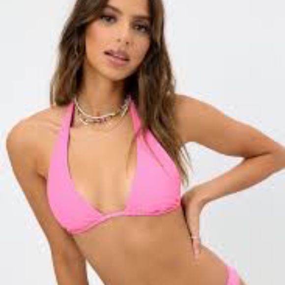 Harlow Ribbed Halter Bikini Top - Picture 1 of 3